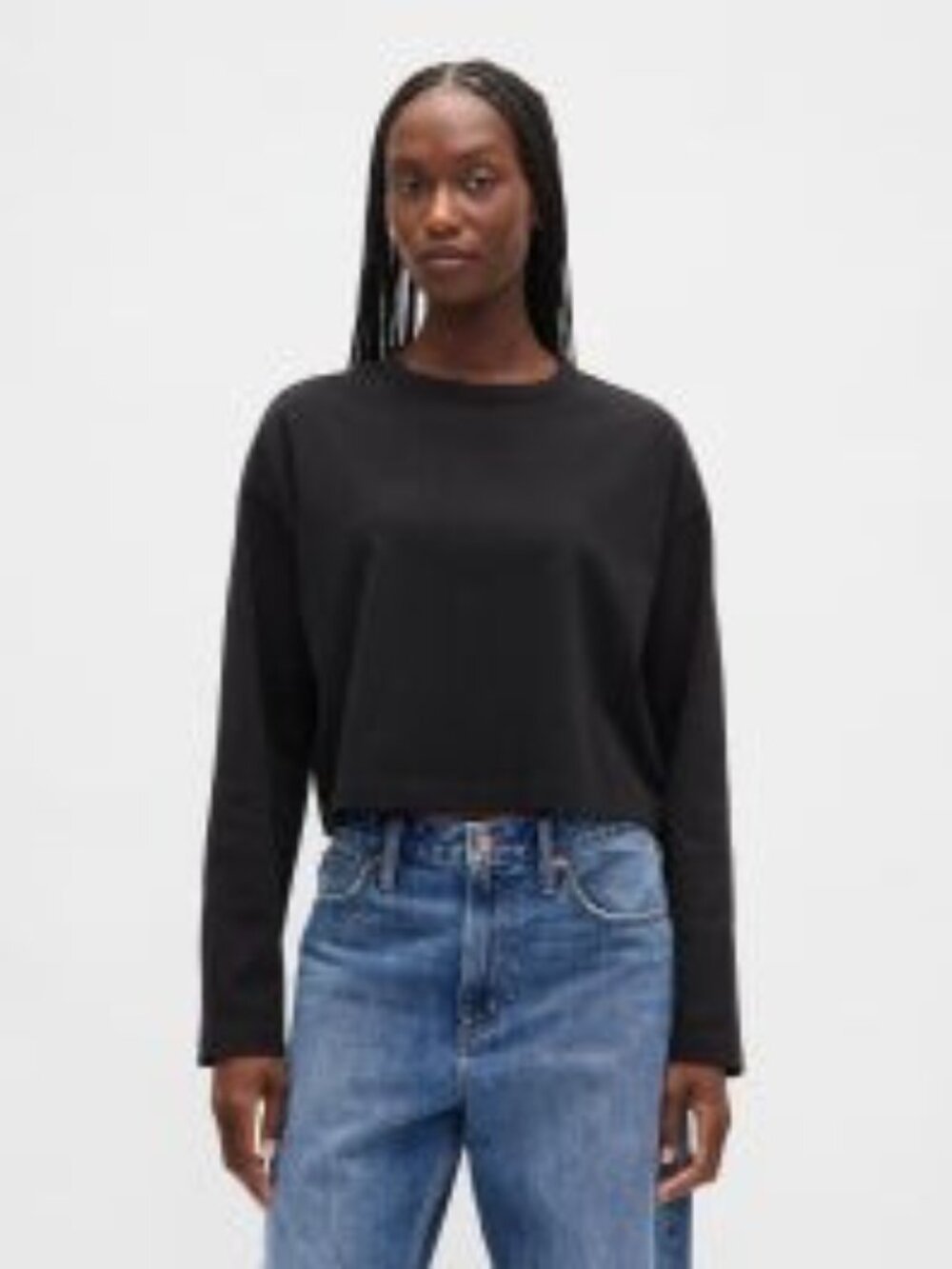 GAP Black Heavyweight Cropped T-Shirt XL NWT 100% Organic Cotton Boxy Oversized